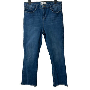 FP Free People Women 31 Denim Jeans Stretch Flare Leg Raw Hem Distressed A36